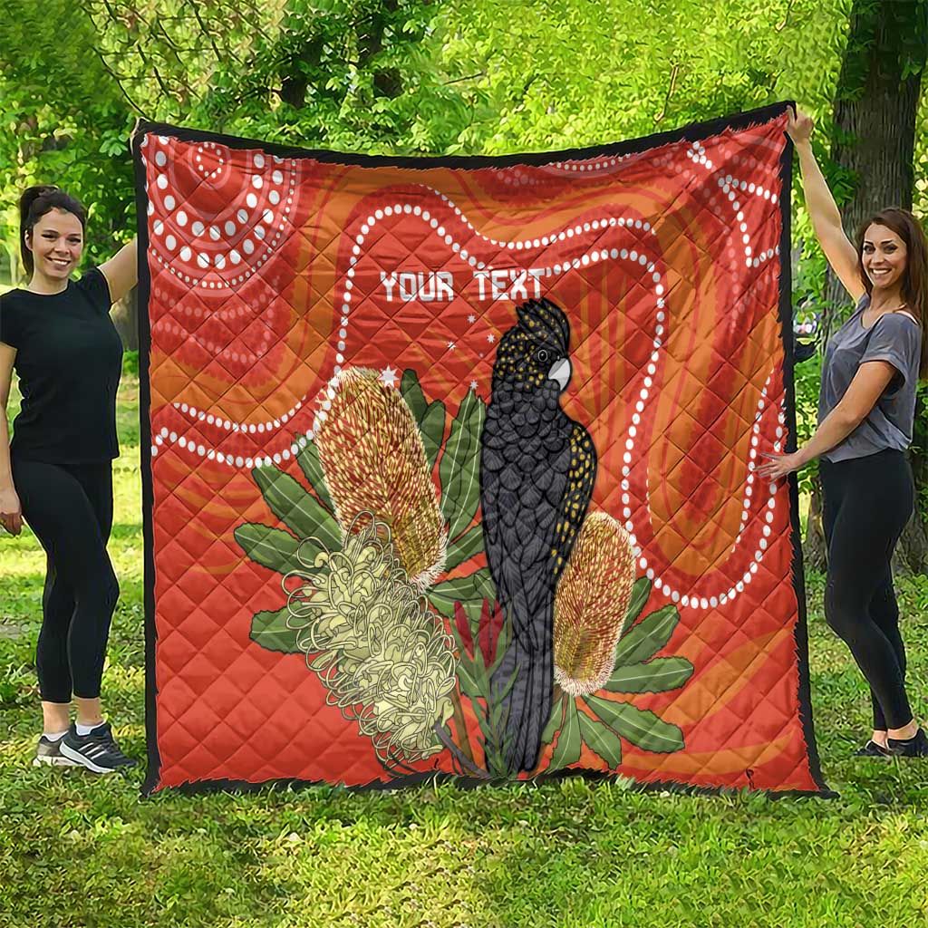 Personalised Australia Banksia And Black Cockatoo Quilt Aboriginal Art