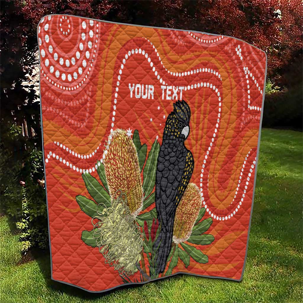 Personalised Australia Banksia And Black Cockatoo Quilt Aboriginal Art