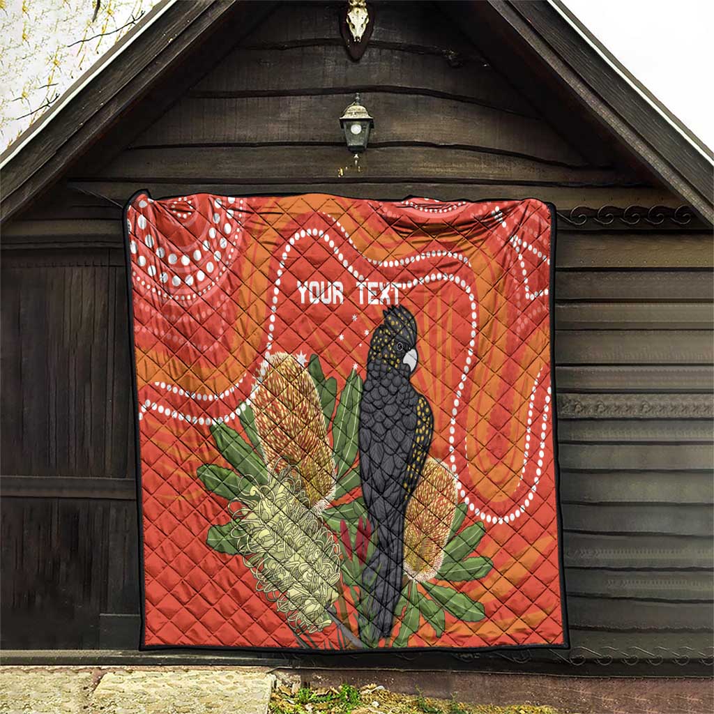 Personalised Australia Banksia And Black Cockatoo Quilt Aboriginal Art