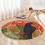 Personalised Australia Banksia And Black Cockatoo Round Carpet Aboriginal Art