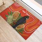 Personalised Australia Banksia And Black Cockatoo Rubber Doormat Aboriginal Art