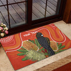 Personalised Australia Banksia And Black Cockatoo Rubber Doormat Aboriginal Art