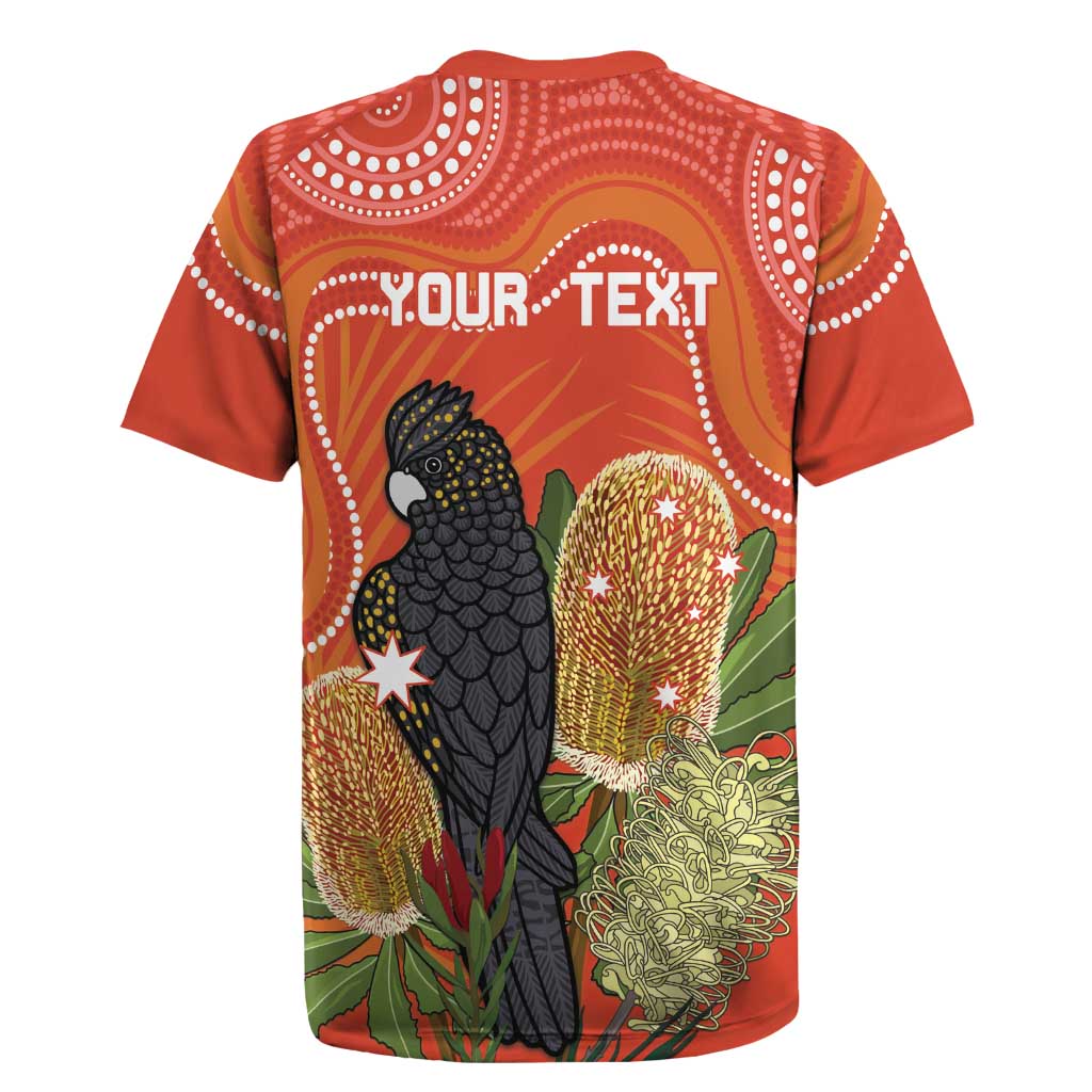 Personalised Australia Banksia And Black Cockatoo Rugby Jersey Aboriginal Art