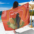 Personalised Australia Banksia And Black Cockatoo Sarong Aboriginal Art