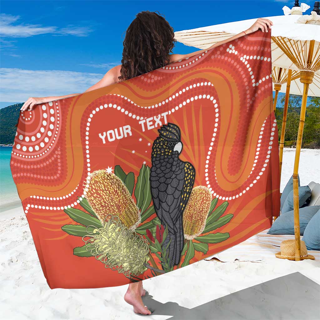 Personalised Australia Banksia And Black Cockatoo Sarong Aboriginal Art