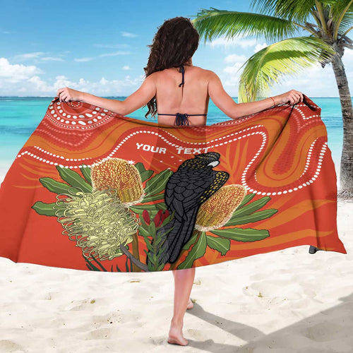 Personalised Australia Banksia And Black Cockatoo Sarong Aboriginal Art