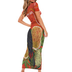 Personalised Australia Banksia And Black Cockatoo Short Sleeve Bodycon Dress Aboriginal Art