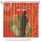 Personalised Australia Banksia And Black Cockatoo Shower Curtain Aboriginal Art
