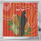 Personalised Australia Banksia And Black Cockatoo Shower Curtain Aboriginal Art