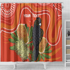 Personalised Australia Banksia And Black Cockatoo Shower Curtain Aboriginal Art