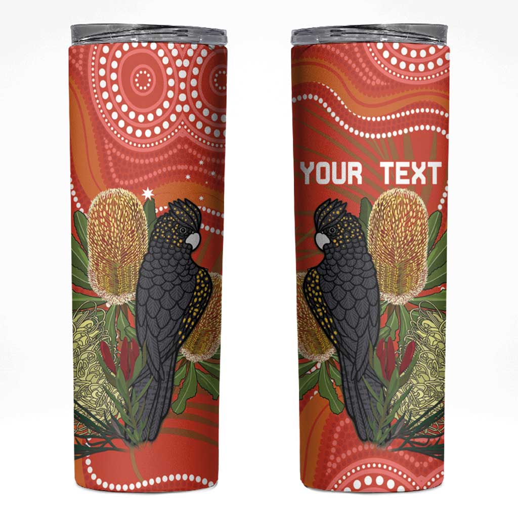 Personalised Australia Banksia With Black Cockatoo Skinny Tumbler Aboriginal Art