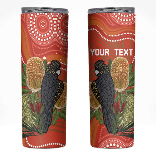 Personalised Australia Banksia With Black Cockatoo Skinny Tumbler Aboriginal Art