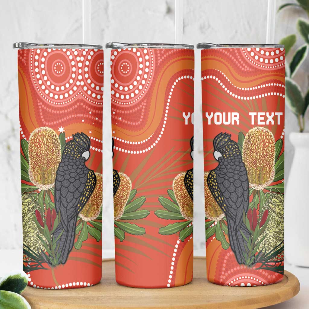 Personalised Australia Banksia With Black Cockatoo Skinny Tumbler Aboriginal Art
