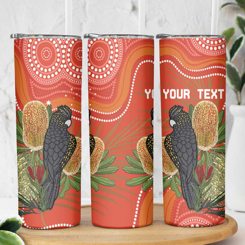 Personalised Australia Banksia With Black Cockatoo Skinny Tumbler Aboriginal Art
