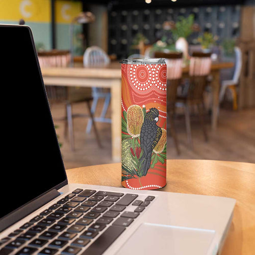 Personalised Australia Banksia With Black Cockatoo Skinny Tumbler Aboriginal Art