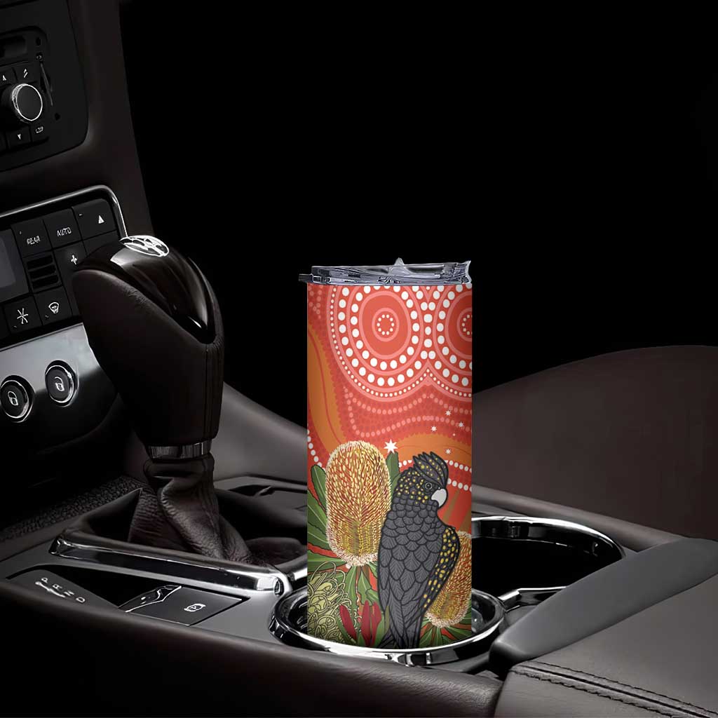 Personalised Australia Banksia With Black Cockatoo Skinny Tumbler Aboriginal Art