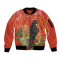 Personalised Australia Banksia And Black Cockatoo Sleeve Zip Bomber Jacket Aboriginal Art