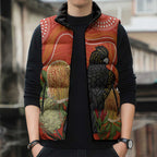 Personalised Australia Banksia And Black Cockatoo Sleeveless Puffer Jacket Aboriginal Art - Aussie Hoodie