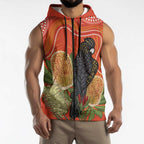 Personalised Australia Banksia And Black Cockatoo Sleeveless Zip Hoodie Aboriginal Art LT14