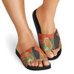 Personalised Australia Banksia And Black Cockatoo Slide Sandals Aboriginal Art - Aussie Hoodie