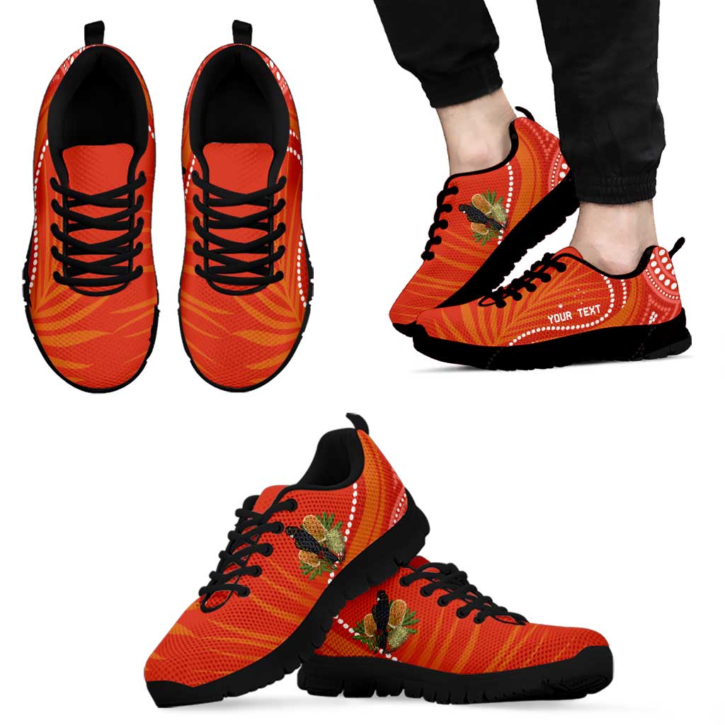 Personalised Australia Banksia With Black Cockatoo Sneakers Aboriginal Art