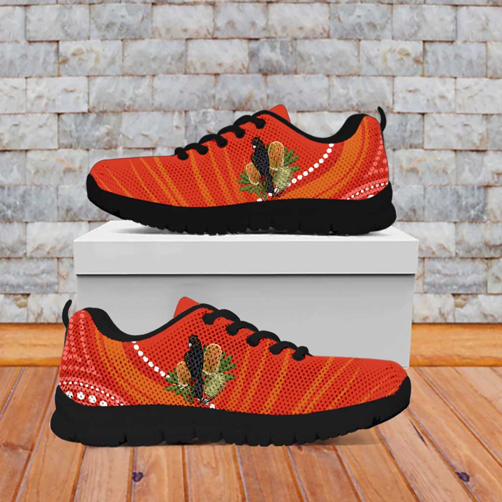 Personalised Australia Banksia With Black Cockatoo Sneakers Aboriginal Art