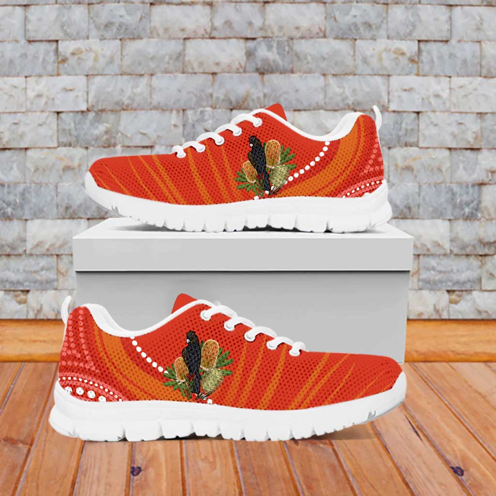 Personalised Australia Banksia With Black Cockatoo Sneakers Aboriginal Art
