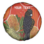 Personalised Australia Banksia And Black Cockatoo Spare Tire Cover Aboriginal Art