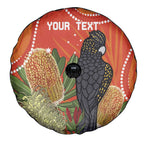 Personalised Australia Banksia And Black Cockatoo Spare Tire Cover Aboriginal Art