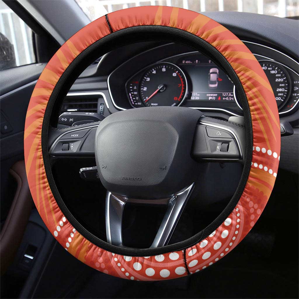 Australia Banksia And Black Cockatoo Steering Wheel Cover Aboriginal Art