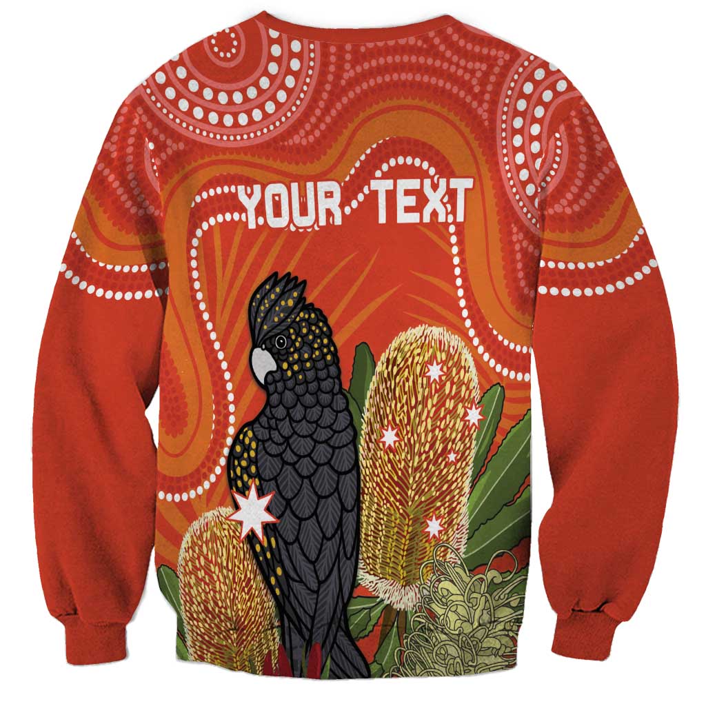 Personalised Australia Banksia And Black Cockatoo Sweatshirt Aboriginal Art