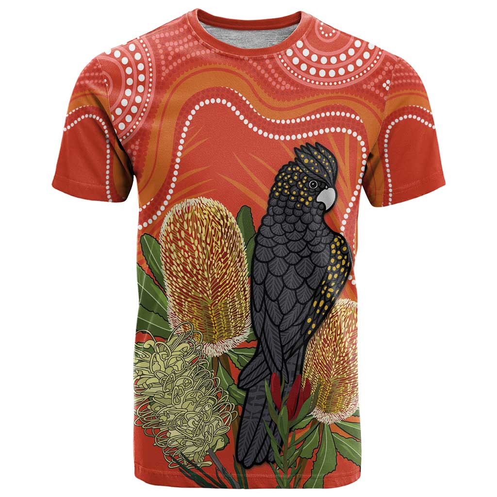 Personalised Australia Banksia And Black Cockatoo T Shirt Aboriginal Art