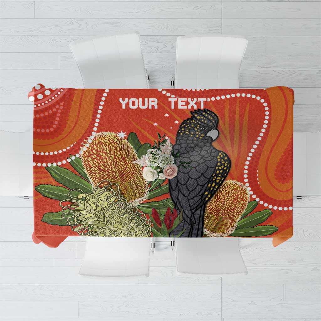 Personalised Australia Banksia And Black Cockatoo Tablecloth Aboriginal Art