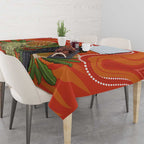 Personalised Australia Banksia And Black Cockatoo Tablecloth Aboriginal Art
