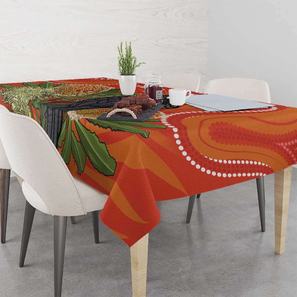 Personalised Australia Banksia And Black Cockatoo Tablecloth Aboriginal Art