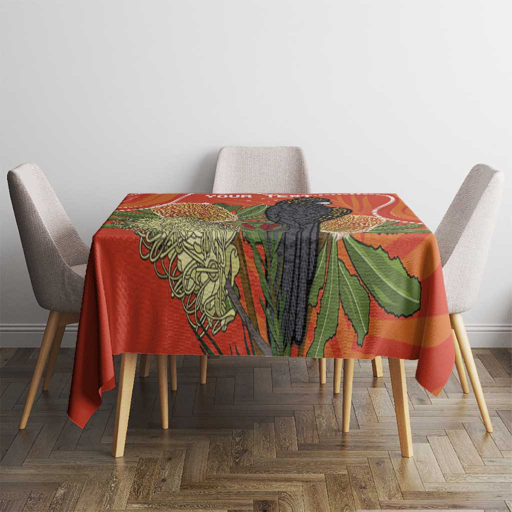 Personalised Australia Banksia And Black Cockatoo Tablecloth Aboriginal Art