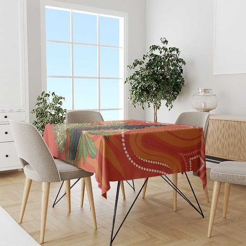 Personalised Australia Banksia And Black Cockatoo Tablecloth Aboriginal Art