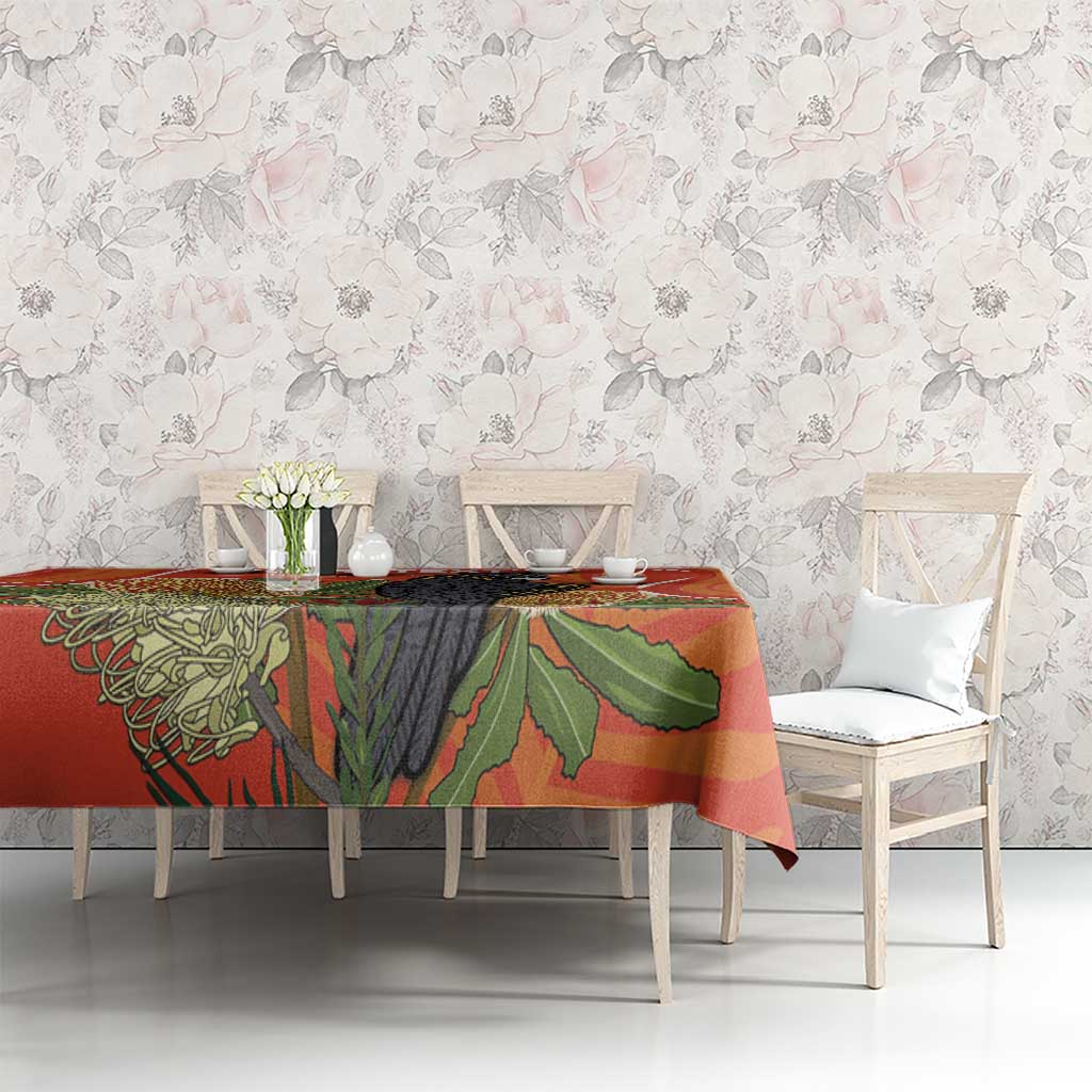 Personalised Australia Banksia And Black Cockatoo Tablecloth Aboriginal Art