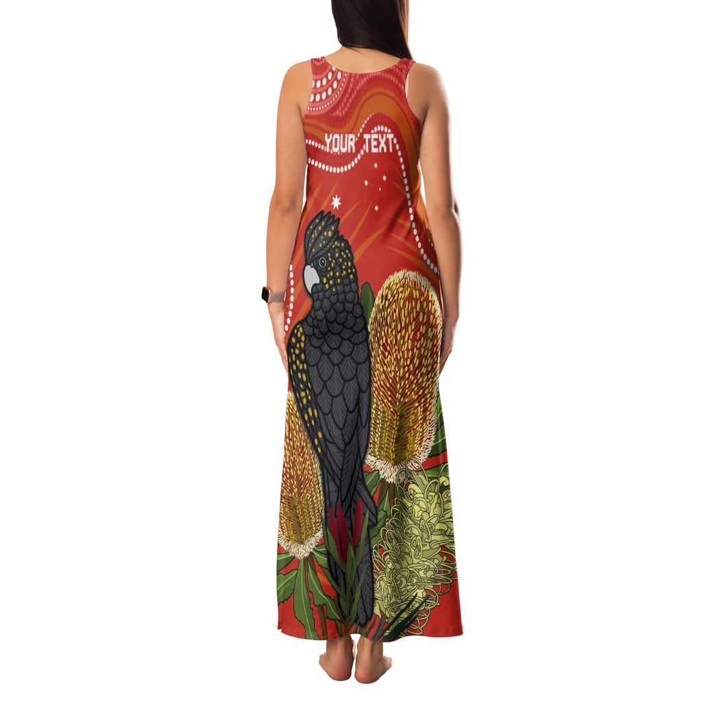 Personalised Australia Banksia And Black Cockatoo Tank Maxi Dress Aboriginal Art