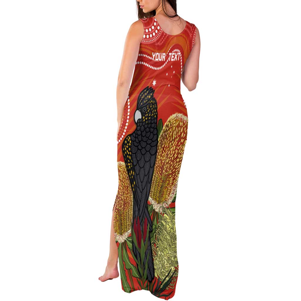 Personalised Australia Banksia And Black Cockatoo Tank Maxi Dress Aboriginal Art