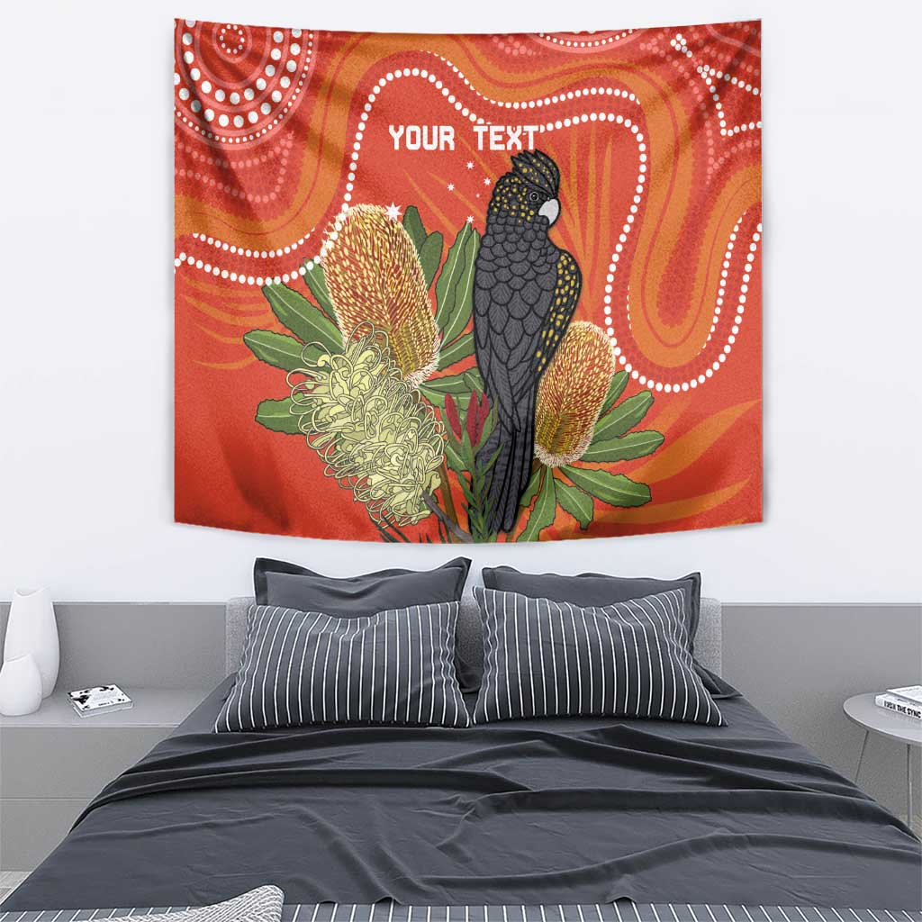 Personalised Australia Banksia And Black Cockatoo Tapestry Aboriginal Art