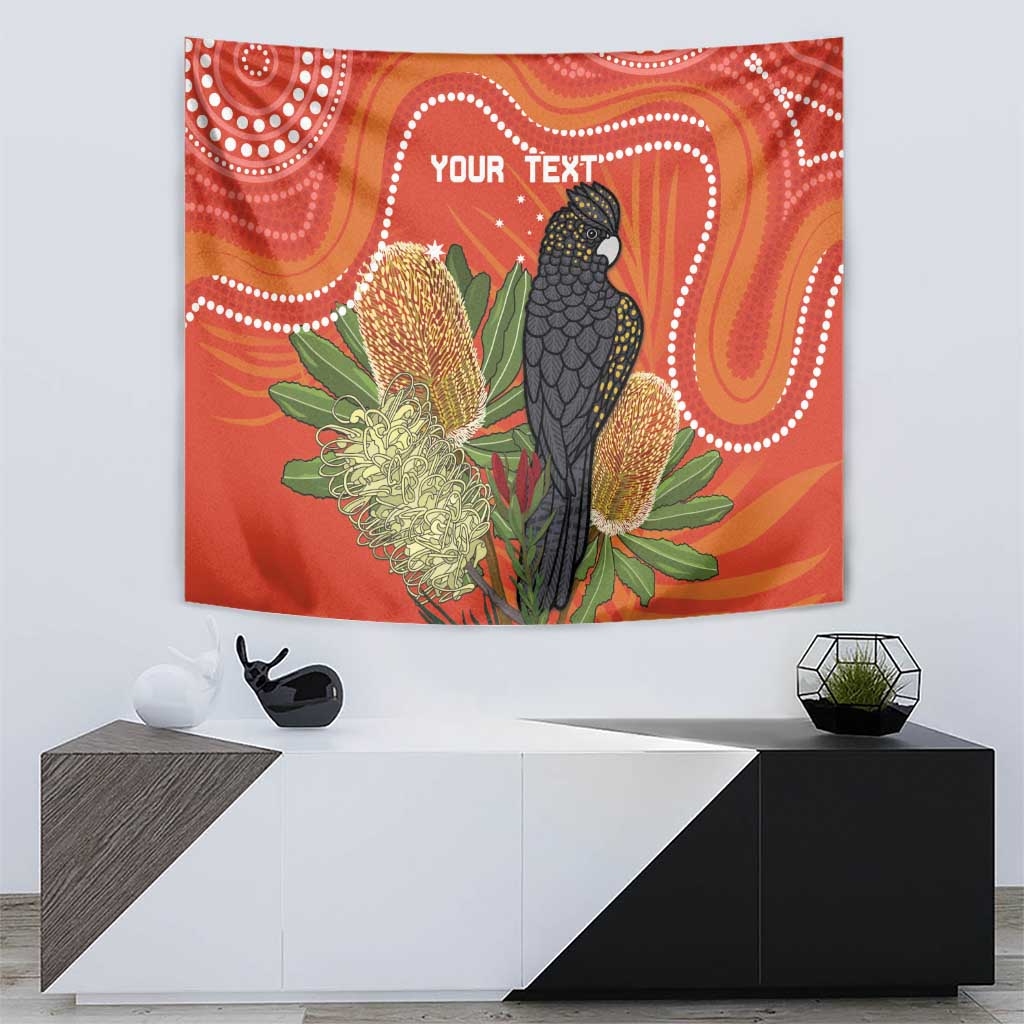 Personalised Australia Banksia And Black Cockatoo Tapestry Aboriginal Art