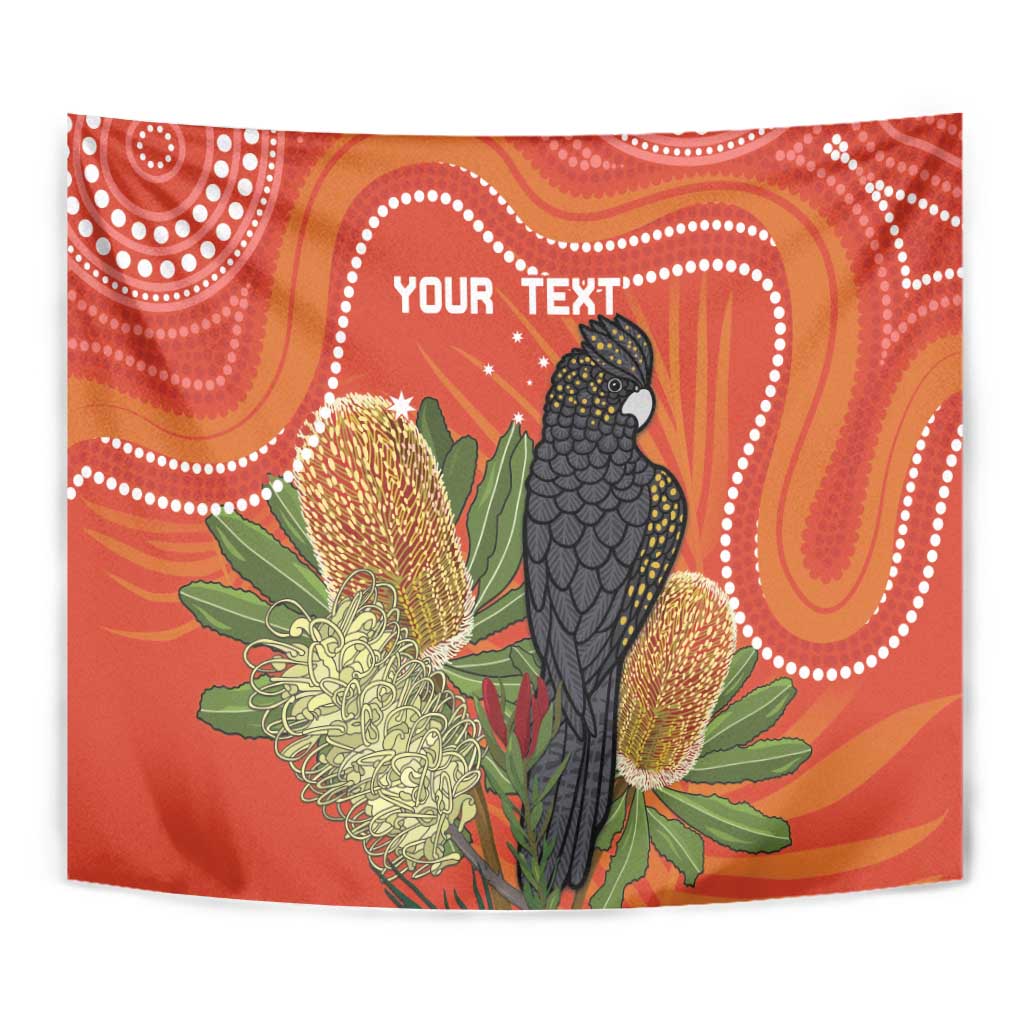 Personalised Australia Banksia And Black Cockatoo Tapestry Aboriginal Art