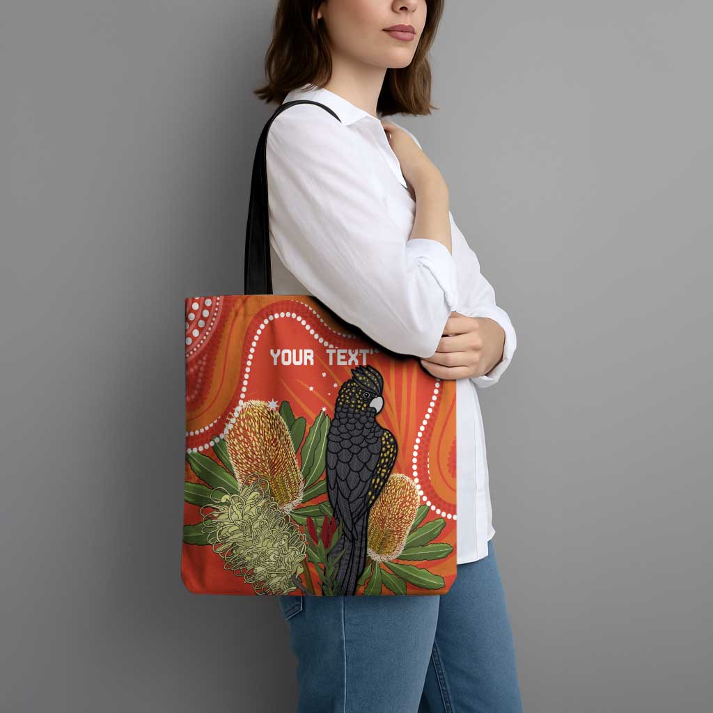 Personalised Australia Banksia And Black Cockatoo Tote Bag Aboriginal Art - Aussie Hoodie