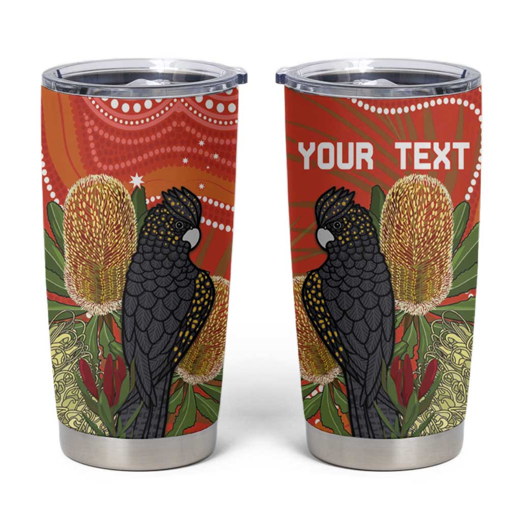 Personalised Australia Banksia With Black Cockatoo Tumbler Cup Aboriginal Art