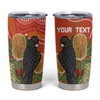 Personalised Australia Banksia With Black Cockatoo Tumbler Cup Aboriginal Art