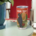 Personalised Australia Banksia With Black Cockatoo Tumbler Cup Aboriginal Art