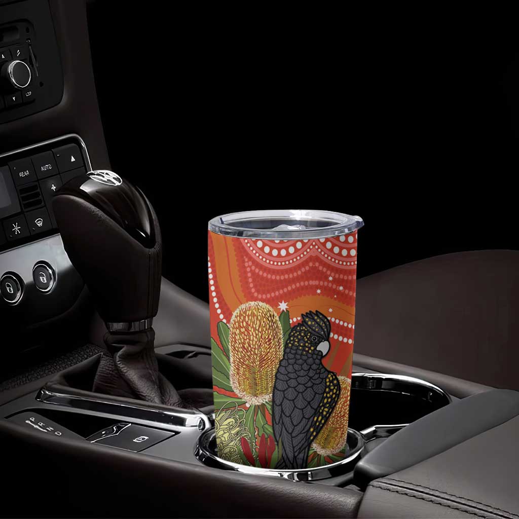 Personalised Australia Banksia With Black Cockatoo Tumbler Cup Aboriginal Art