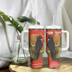 Personalised Australia Banksia With Black Cockatoo Tumbler With Handle Aboriginal Art