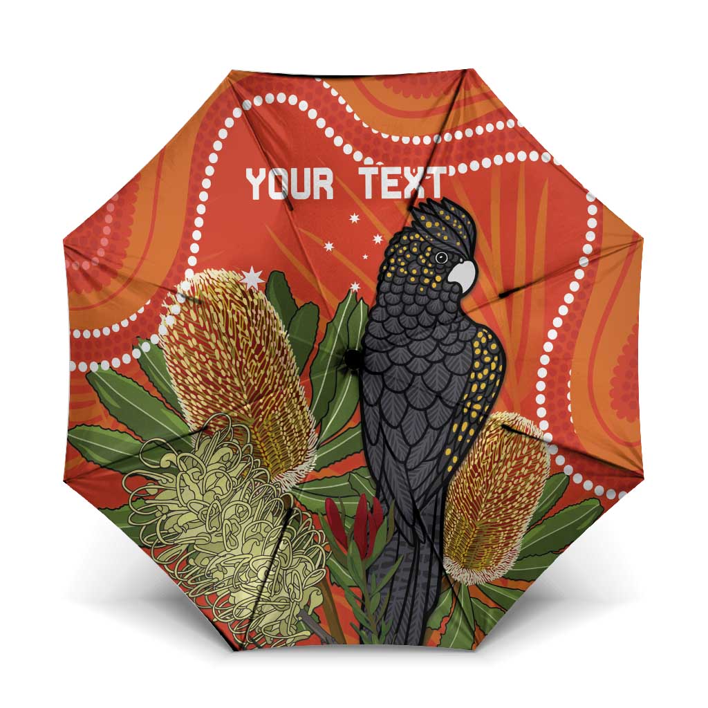 Personalised Australia Banksia And Black Cockatoo Umbrella Aboriginal Art - Aussie Hoodie